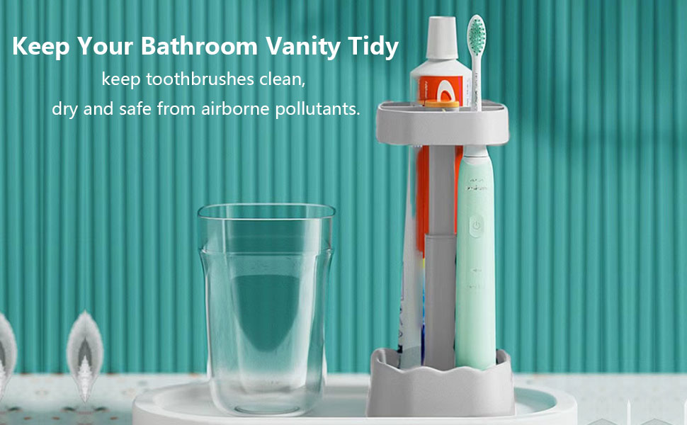 1 Pack Height Adjustable Toothbrush Holder Stand with Cover