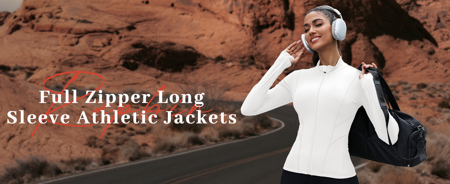 slim fit athletic long sleeve running jacket