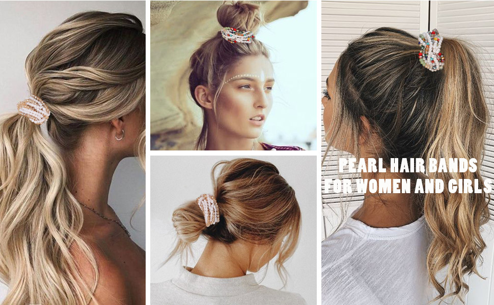 champagne hair ties pearl hair bands