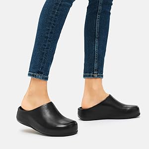 Amazon | [フィットフロップ] クロッグ SHUV LEATHER レディース Black