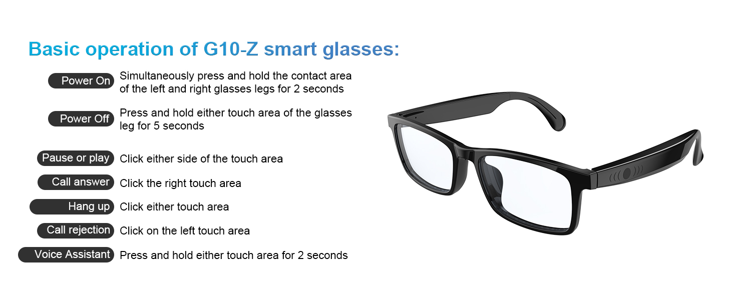 Bluetooth smart glasses for women & men, basic operation of smart glasses with bluetooth