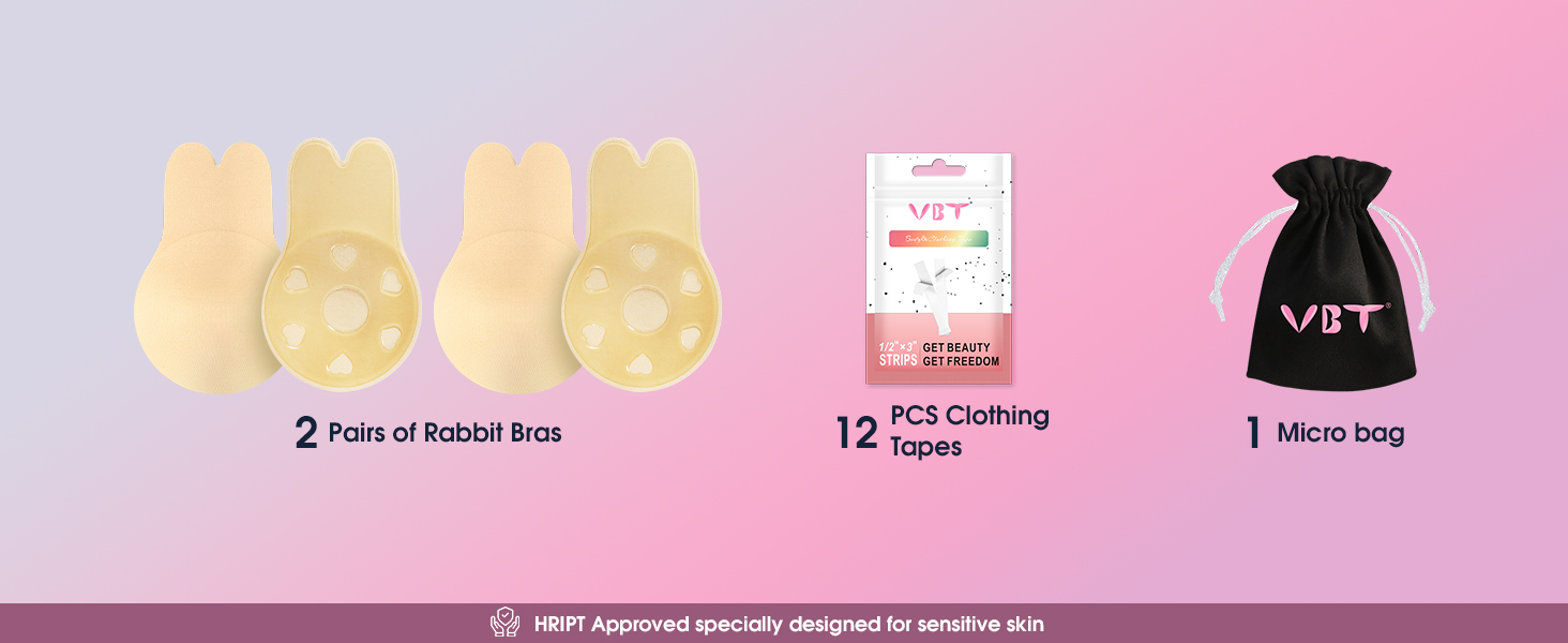 VBT Invisible Sticky Bra, Push Up Adhesive Bras for