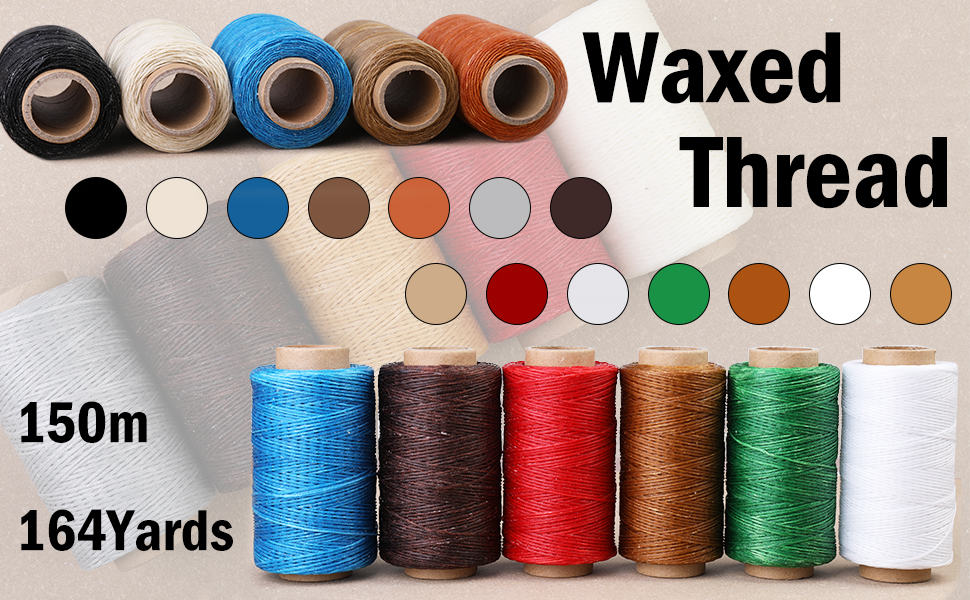 Jupean Waxed Thread, 150m /164Yards Beige Leather Waxed