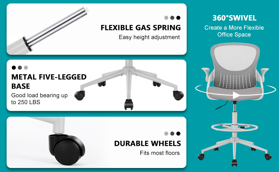 edx Drafting Chair Tall Office Chair, Tall Standing Desk Chair Counter Height Tall