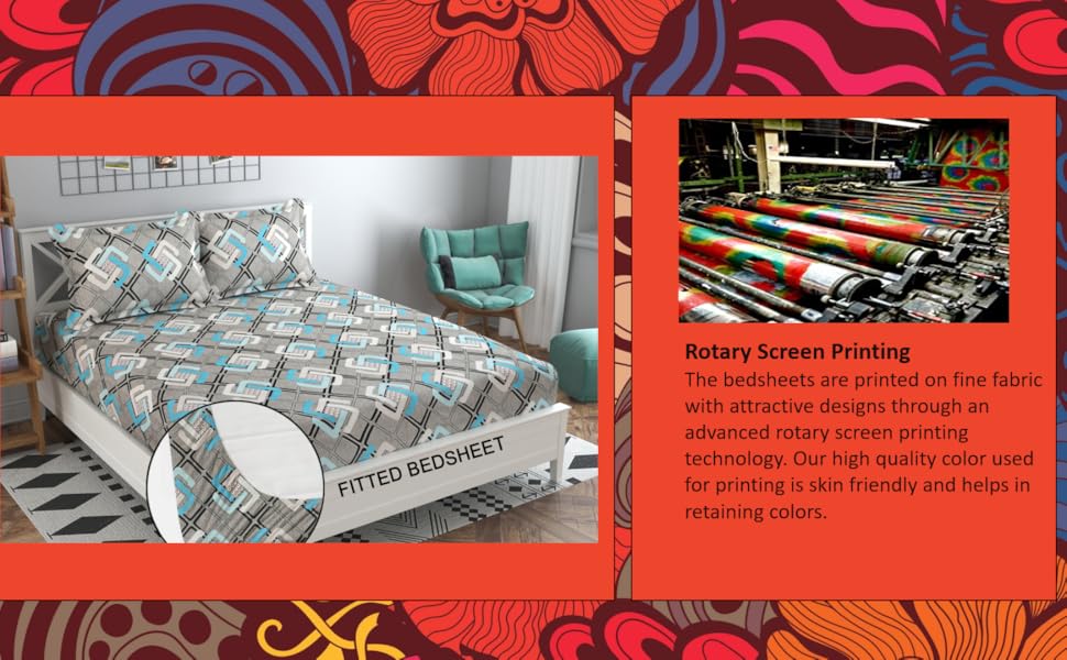 Soniasaa Premium Cotton Elastic Fitted Bedsheet with 2 Pillow Covers