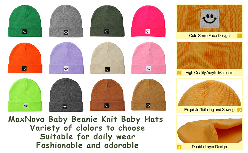 MaxNova Baby Beanie Knit Baby Hats Toddler Kids Beanie Caps
