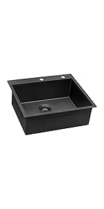 【SISANDI】 MIES CLASSIC midnight black Ruvati 25 inch ROUNDED CORNERS Gunmetal Black Stainless