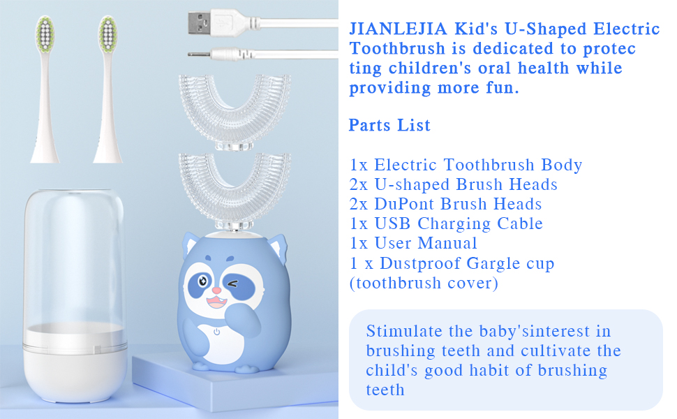 ELOTAME Kids Electric Toothbrushes U Shaped Toothbrush