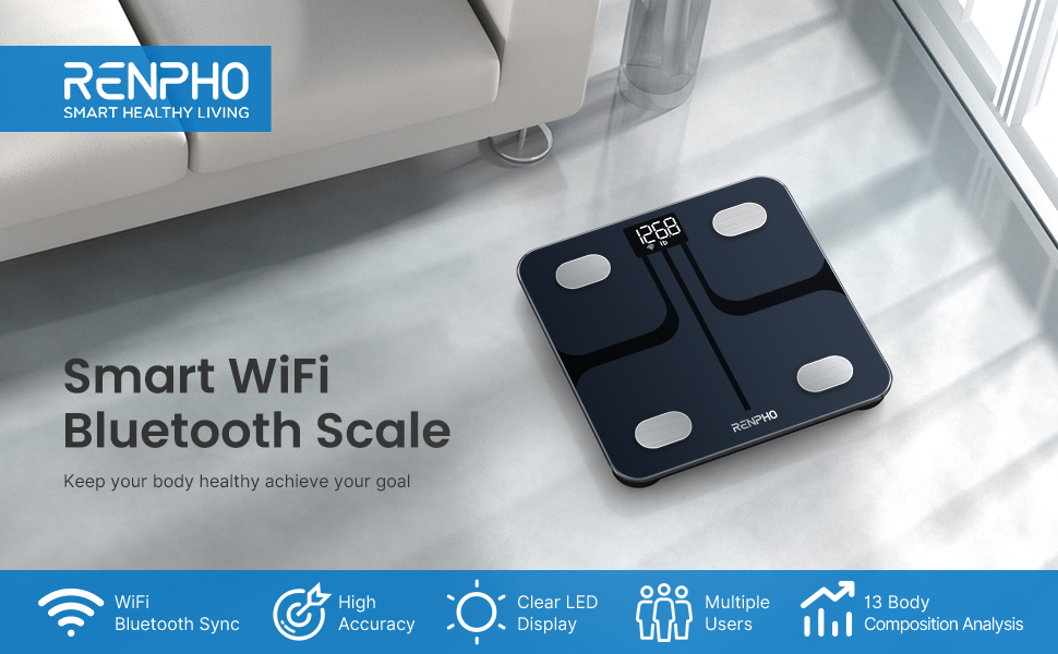  RENPHO Smart Digital WiFi Bluetooth Scale, Portable Bathroom  Body Composition Analyzer-Smart Tape Measure Body with App - RENPHO  Bluetooth Measuring Tapes : Tools & Home Improvement