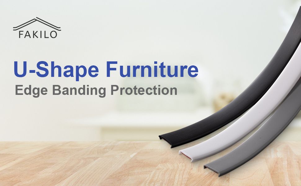 FAKILO 5m×25mm UShape Flexible Furniture Edge Banding, TPE Self