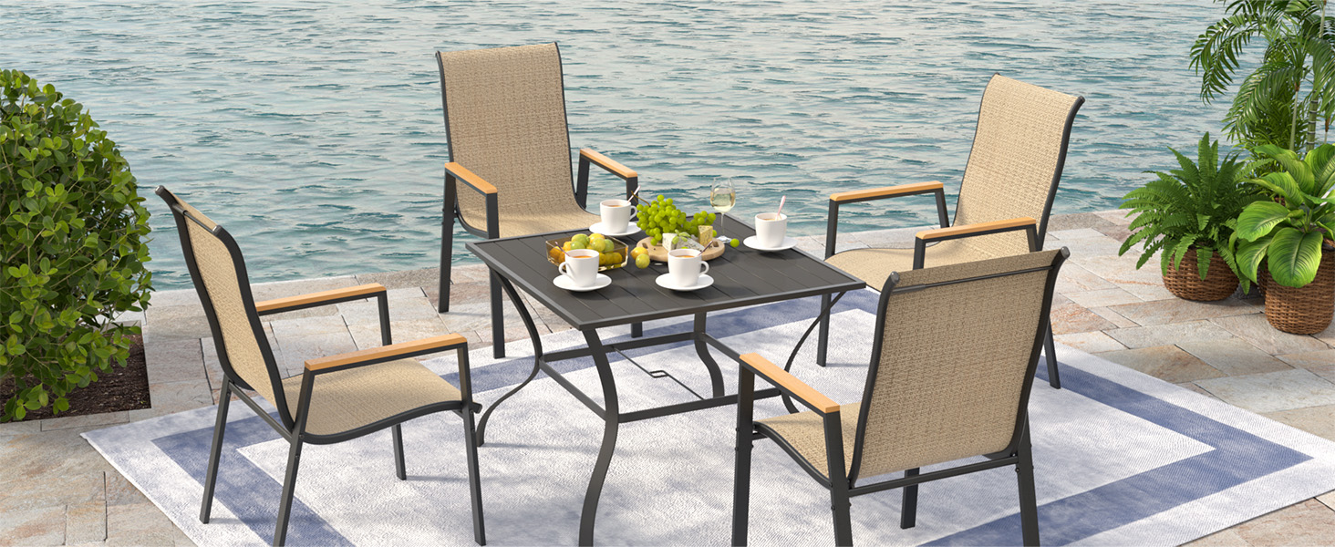 UDPATIO Stackable Patio Chairs Set of 4, Outdoor Stackable