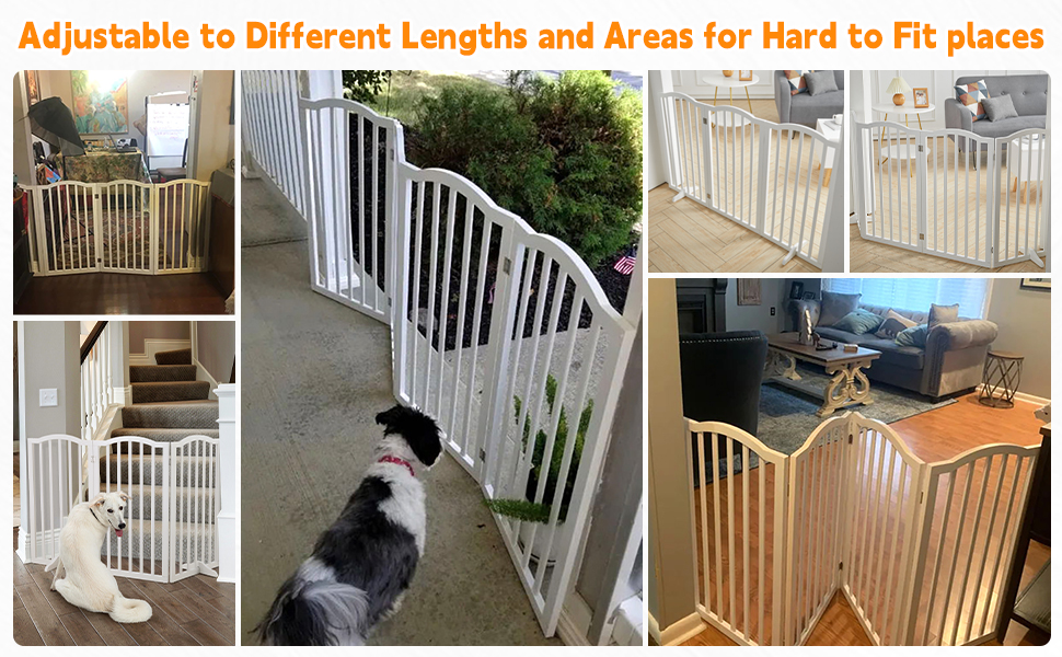 The Fellie Wooden Freestanding Dog Gate, Foldable Stair Gate with 2