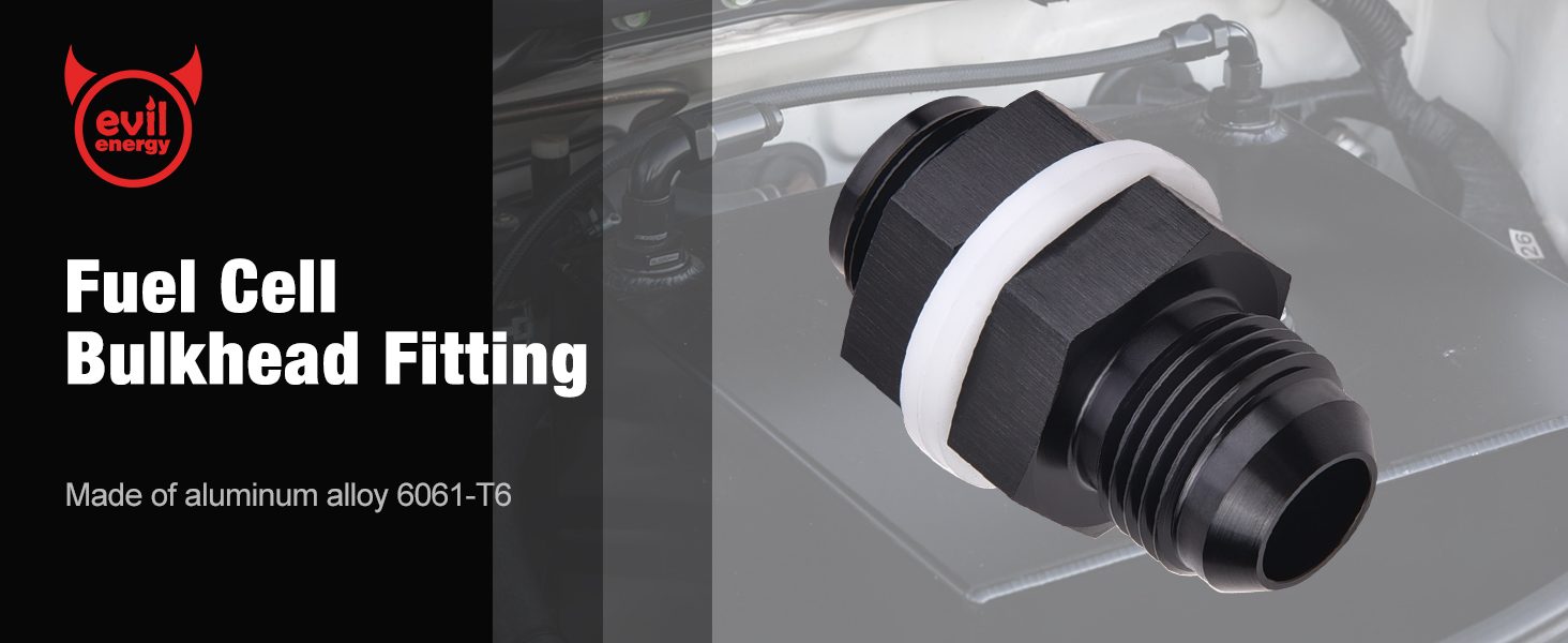 JEGS 110563 Black High-Flow Fuel Cell Bulkhead Fitting -12AN