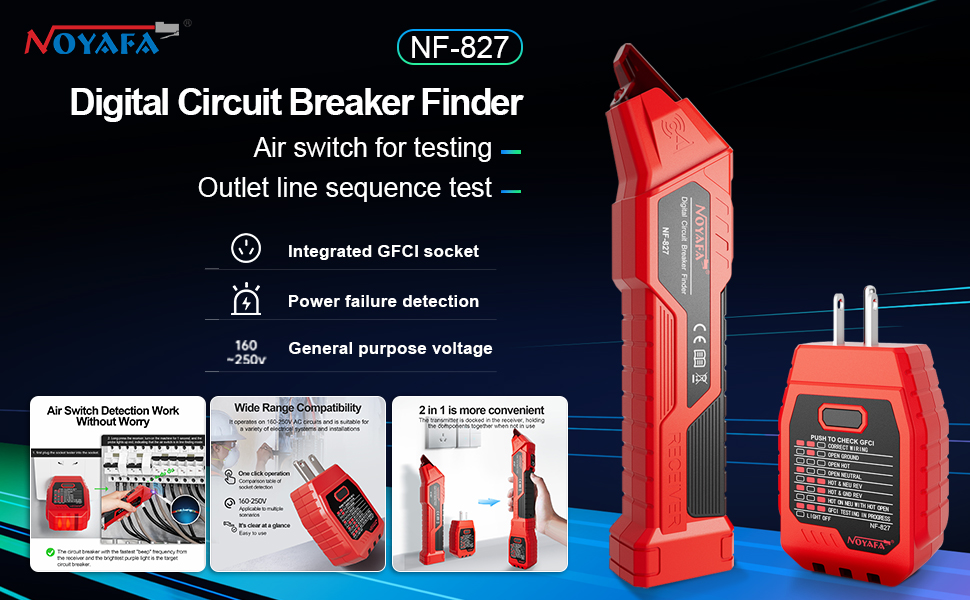 NOYAFA NF827 AC Circuit Breaker Finder, Electric Tester with
