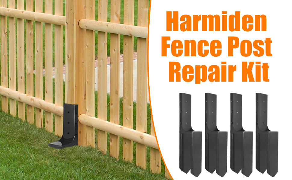 Harmiden 4 Pack Fence Post Repair Kit Wood Fence Post Repair Spike Stakes 4x4 Fence Post Anchor