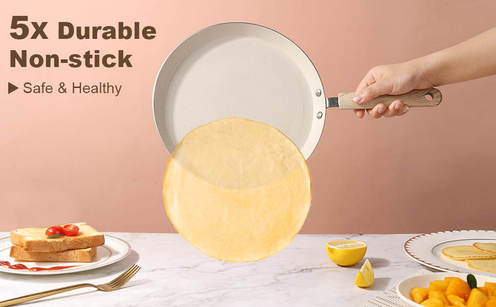 Zalnuuk Crepe Pan, 10 Inch Dosa Pan with Spreader, Nonstick