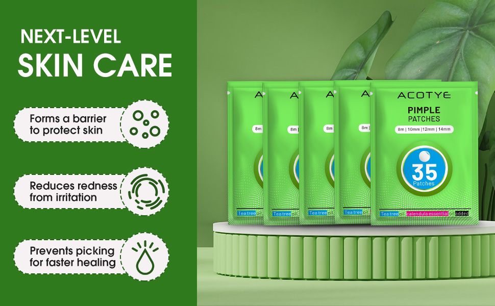 ACOTYE Pimple Patches Spot Patches - 35 Count (5 Pack) | Tea Tree Oil, Calendula, Salicylic Acid | Clear Acne Fast with Gentle, Soothing Formula | 4 Sizes for All Skin Types (BD01-5pack-uk, S) 9 1