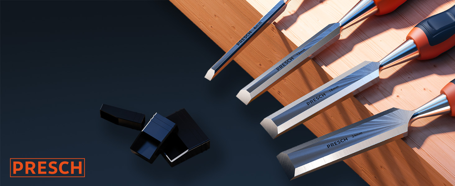 Presch chisel set for wood 4 pc. with bag Sharp chisel set (6, 12, 18