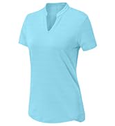 BGOWATU Women's Short Sleeve Golf Polo Shirts V-Neck Collarless Tennis T-Shirt Dry Fit Lightweigh...
