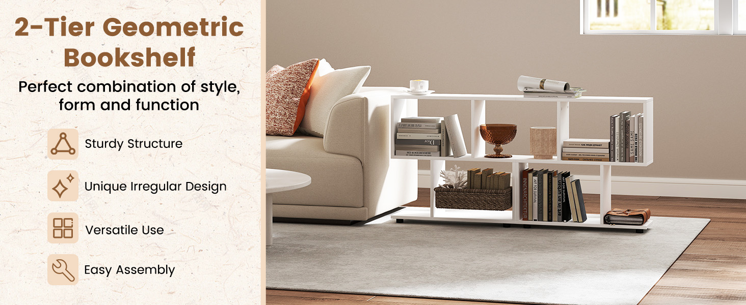 2 Tier Geometric Bookshelf