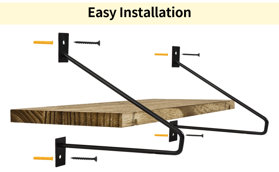 Petrala Floating Shelves Wood Wall Mounted Set of 2, Rustic Floating