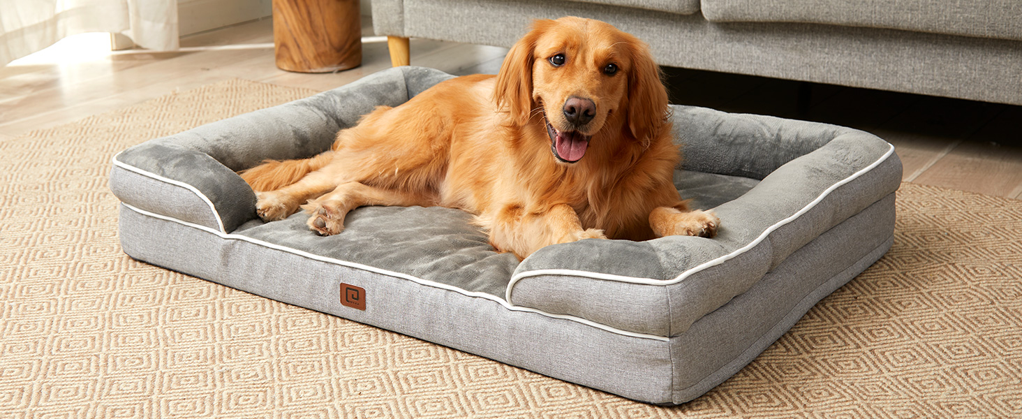 EHEYCIGA Memory Foam Orthopedic Dog Bed XL with Sides, Waterproof Liner