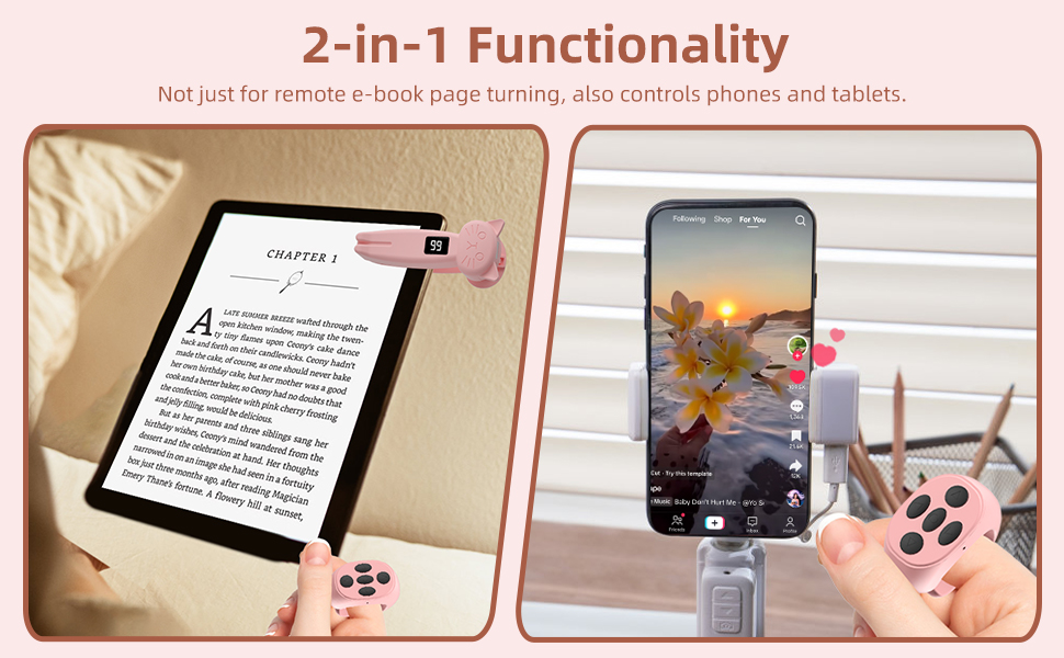 Remote Control Page Turner for Kindle Reading E Reader Controller Wireless Page Turner Camera Remote