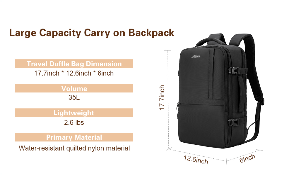 Evmyo Large Travel Backpack for Women Airplanes Approved 17