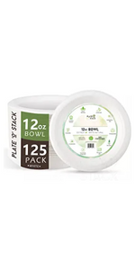 12 inch 125 pack plastic free disposable plates in white