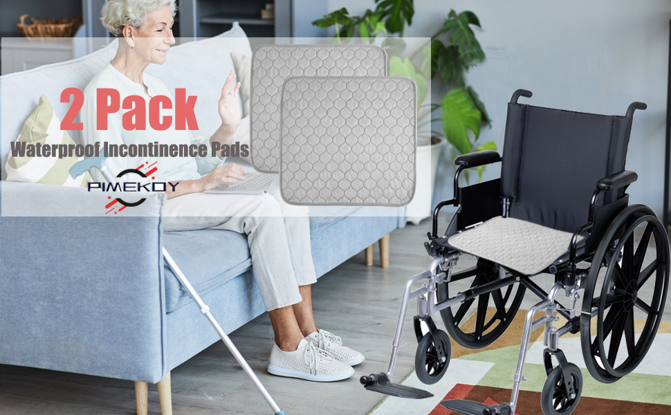 2 Pack Waterproof Incontinence Chair Pads Washable Seat