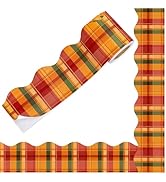 FYSUIMU 32.8 Ft Fall Plaid Bulletin Board Border Autumn Scalloped Border Trim Self Adhesive Thank...