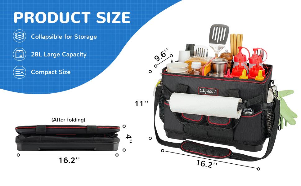 Large Grill Caddy with Upgraded Hard Base, Griddle