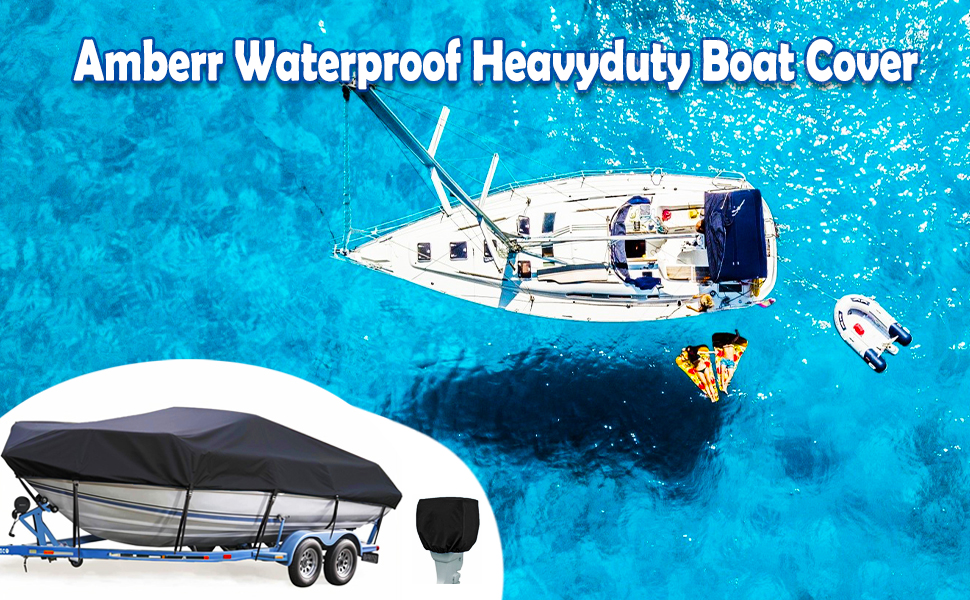 Amberr Heavy Duty Boat Cover,800D Waterproof Boat Covers