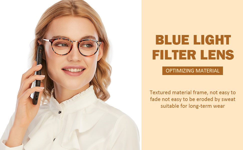 AQWANO Round Reading Glasses Blue Light Blocking Women Men