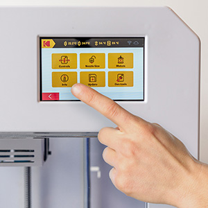 Kodak 3D Printer Portrait, White, 21.1 x 20.7 x 20.7 in 21 display 5” color touchscreen with multiple languages