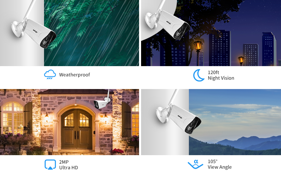 UNIOJO Security Camera System, 1080P Home Camera 4Pcs with