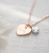 Esme Heart and Birthstone Personalised Name Necklace