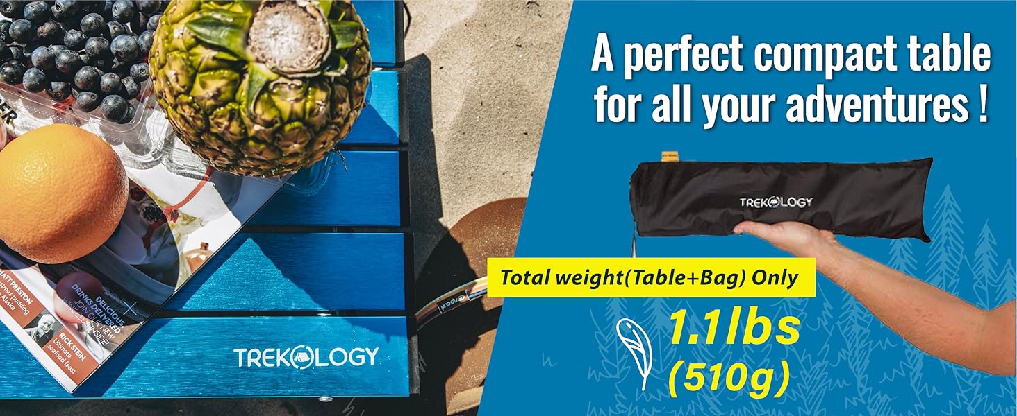 TREKOLOGY Small Portable Table for Beach, Aluminum Beach Side Table, Beach Tables