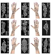 Mzstgh Henna Tattoo Stencils kit,Temporary Tattoos Stencils Reusable Henna Tattoo kit for Hand Fo...