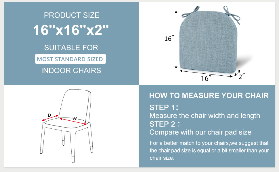 LOVTEX Chair Cushions for Dining Chairs 4 Pack Memory Foam Chair Pads