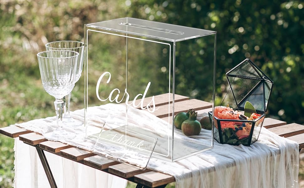 Elegant Clear Acrylic Wedding Card Box with Slot