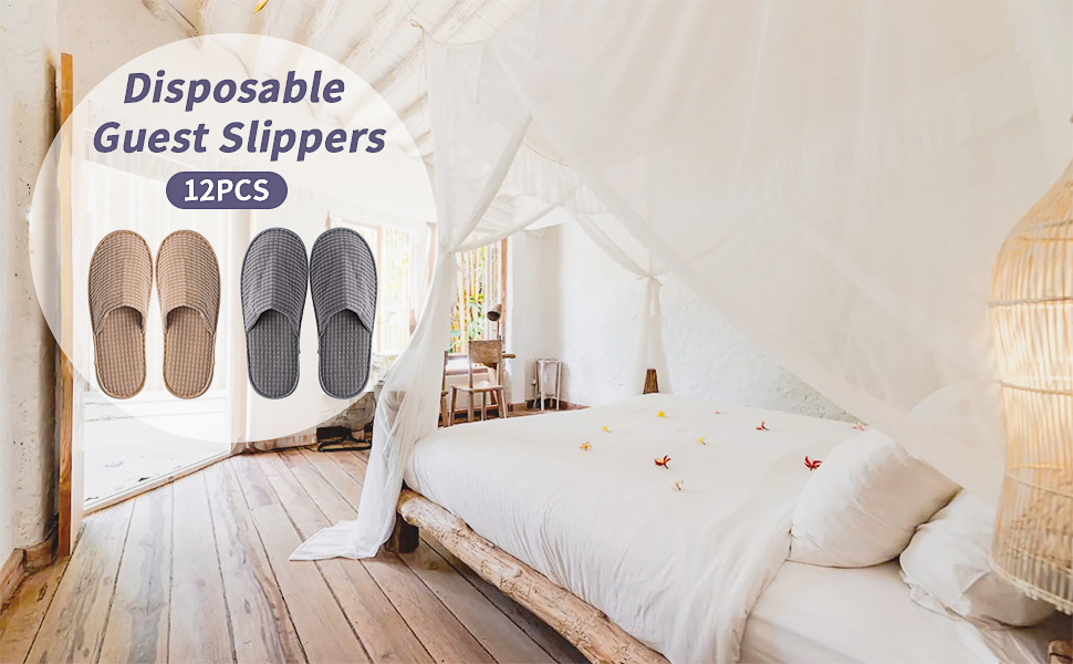 12 Pairs Disposable SPA Slippers for Guests, Soft Polar Fleece Slippers