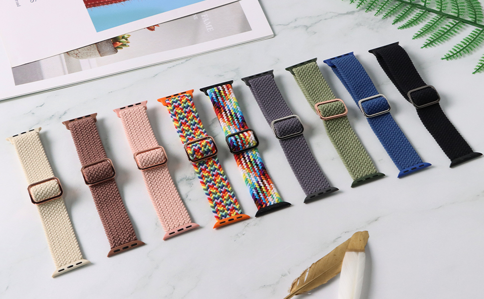TEFLOTY Nylon Strap Compatiblewith AppleWatch Braided Apple Watch