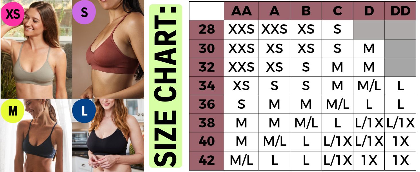 racerback bralette size chart bra sizing womens