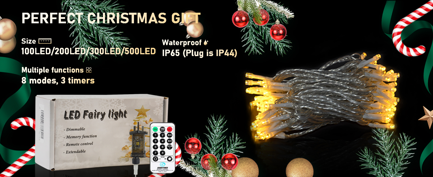 Bzavor 15M/49FT 100 LED Fairy Lights Plug with Timer 8 Modes Memory