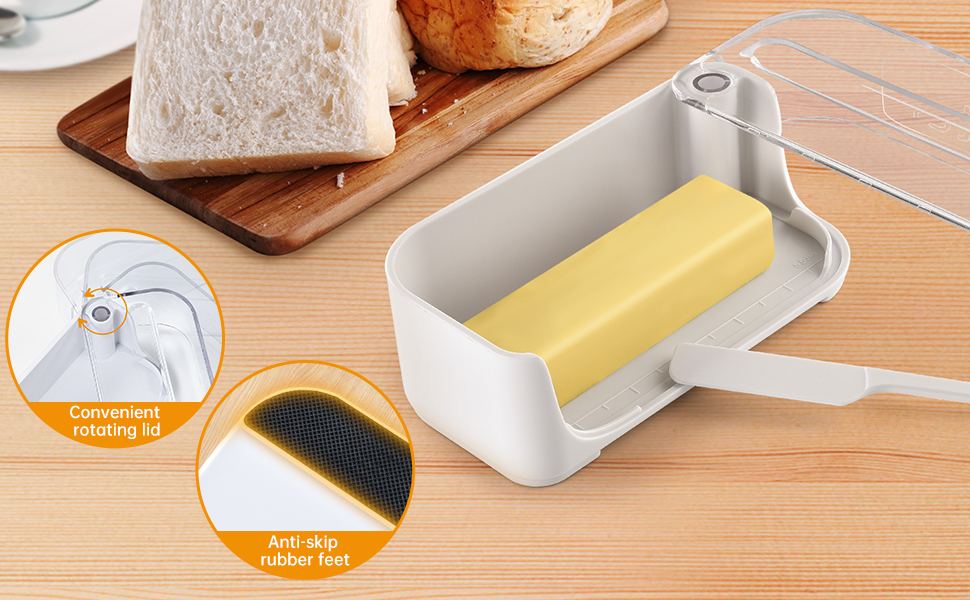 Butter Dishes with Knife & Transparent Lid,Butter Storage Container and