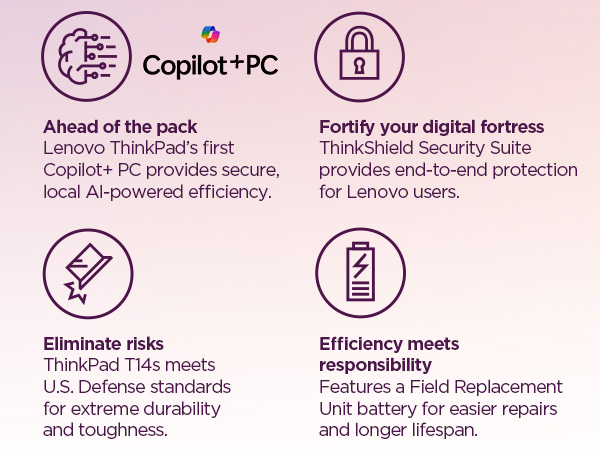 ThinkPad T14s: ThinkShield security, military-grade toughness and replaceable battery for durability