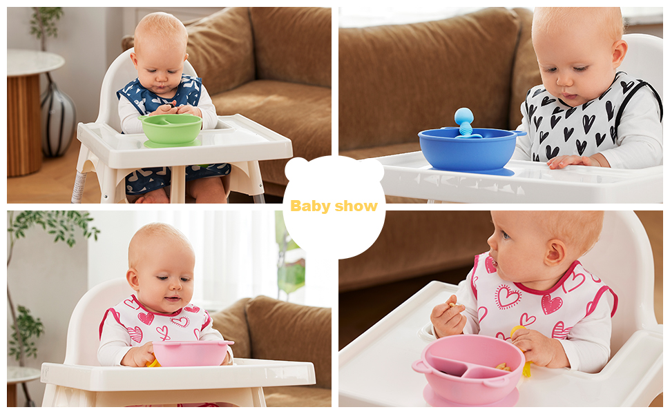 SYNPOS Suction Plates and Bowls for Baby Toddler 100 Food