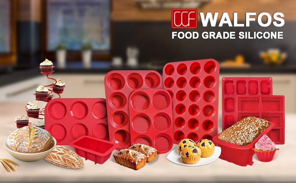 Walfos Silicone Mini Bread Baking Pan 6 Cavities NonStick
