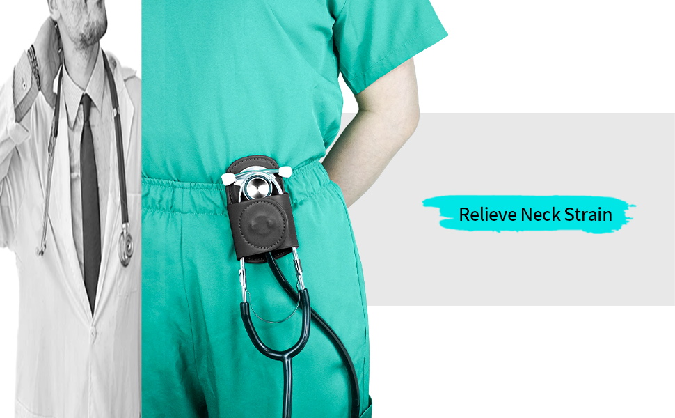 Stethoscope Holder Clip, with LeatherCovered Clip